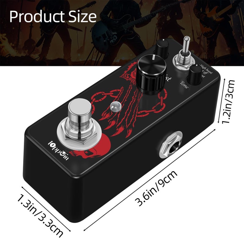 IOppWin HOLY WAR Heavy Metal Distortion Pedal - 3 Mode (Lo/Hi Boost) True Bypass, Mini Metal Casing, Guitar Effects Pedal - Image 2